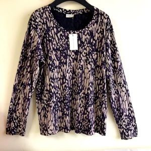 Dries Van Noten long sleeve shirt size Large Purple cream black abstract pattern